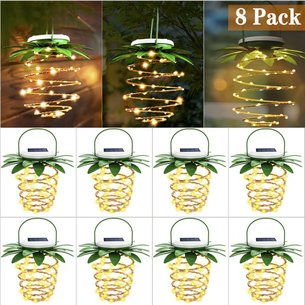 2Pcs 60LED Pineapple Solar Lantern Outdoor Garden Solar Lights Hanging Light US